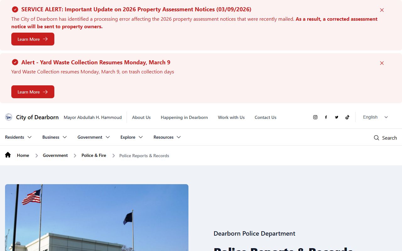 Dearborn Michigan police reports criminal records