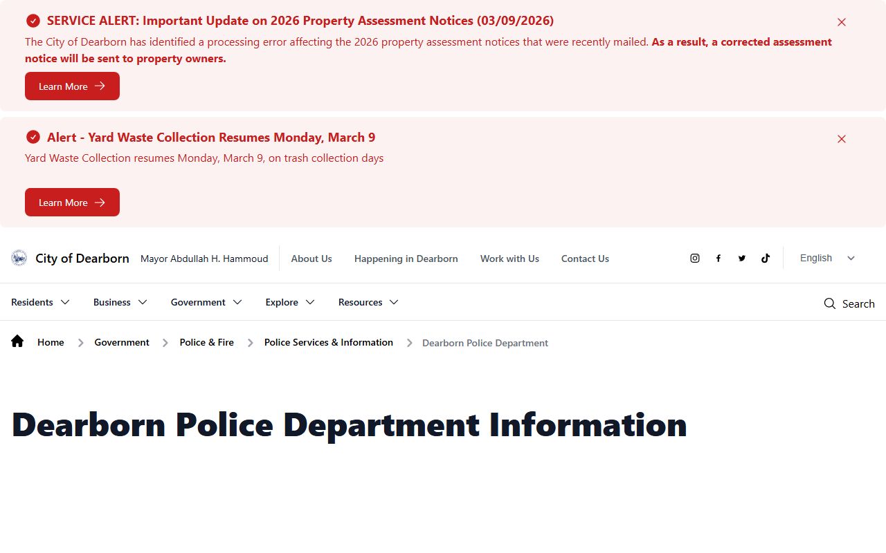 Dearborn Police Department criminal records Michigan