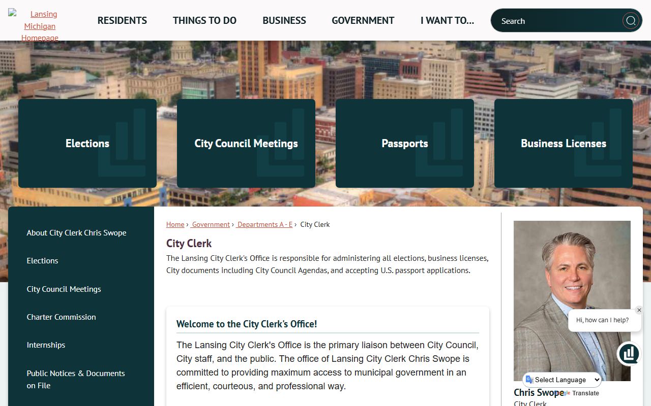 Lansing City Clerk criminal records Michigan