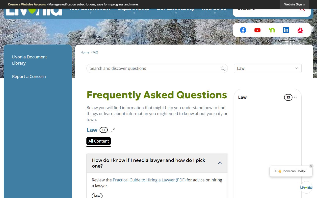 Livonia Michigan FOIA frequently asked questions criminal records