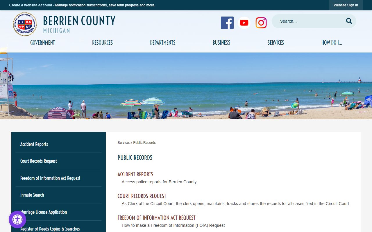 Berrien County public records portal for criminal records