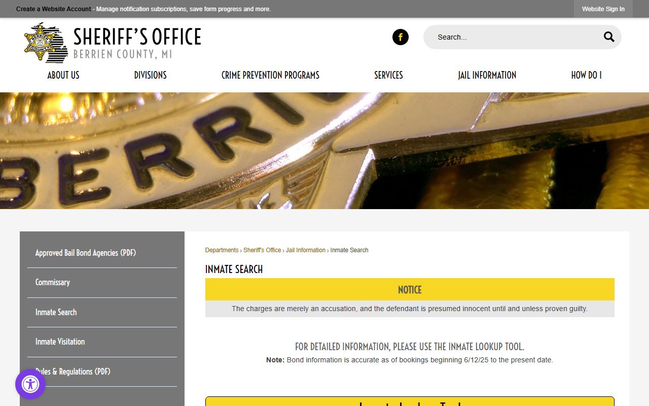 Berrien County inmate search criminal records lookup