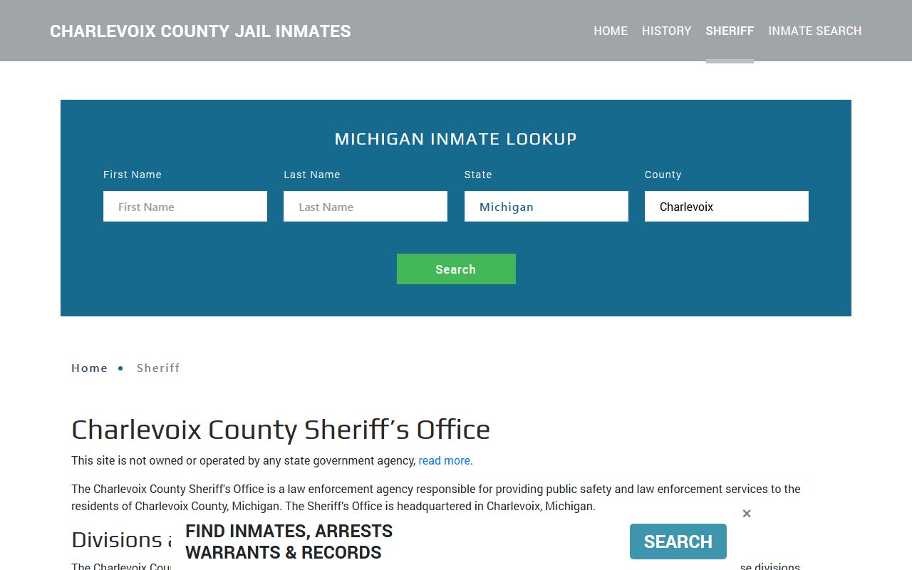 Charlevoix County arrest warrant lookup criminal records