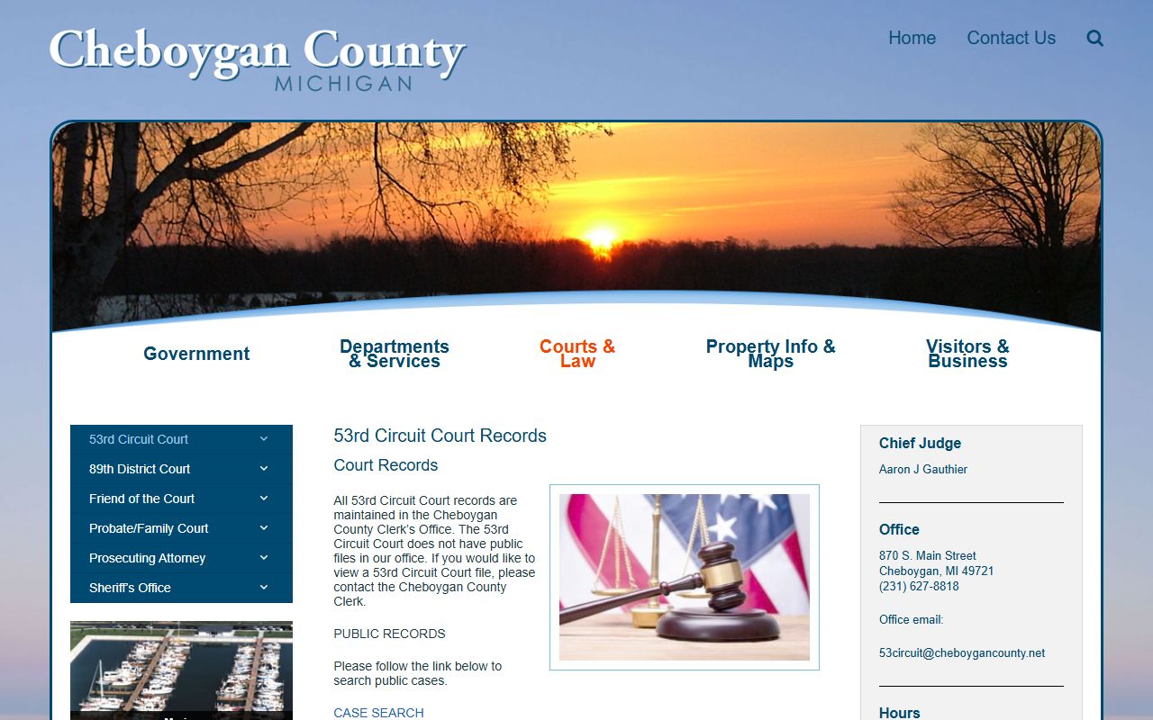Cheboygan County 53rd Circuit Court criminal records portal