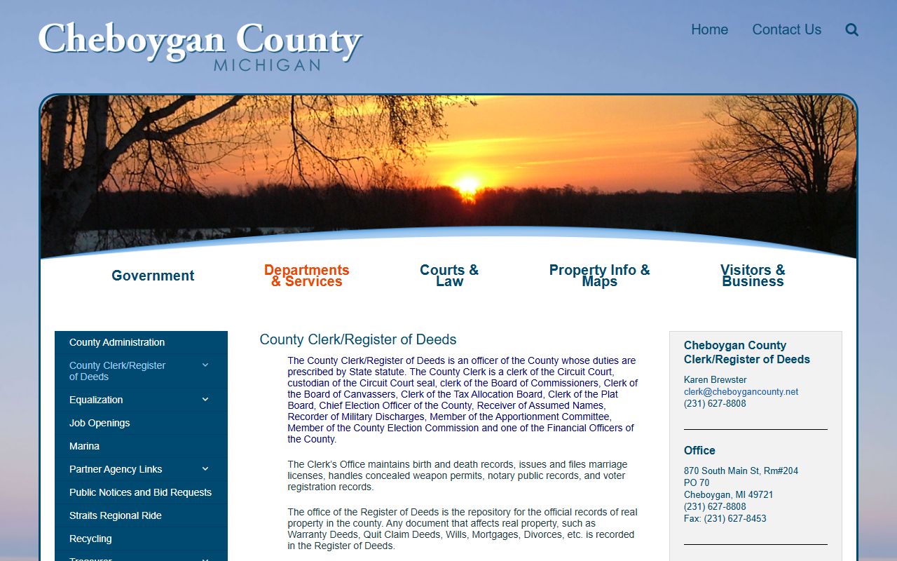 Cheboygan County Clerk office for criminal records