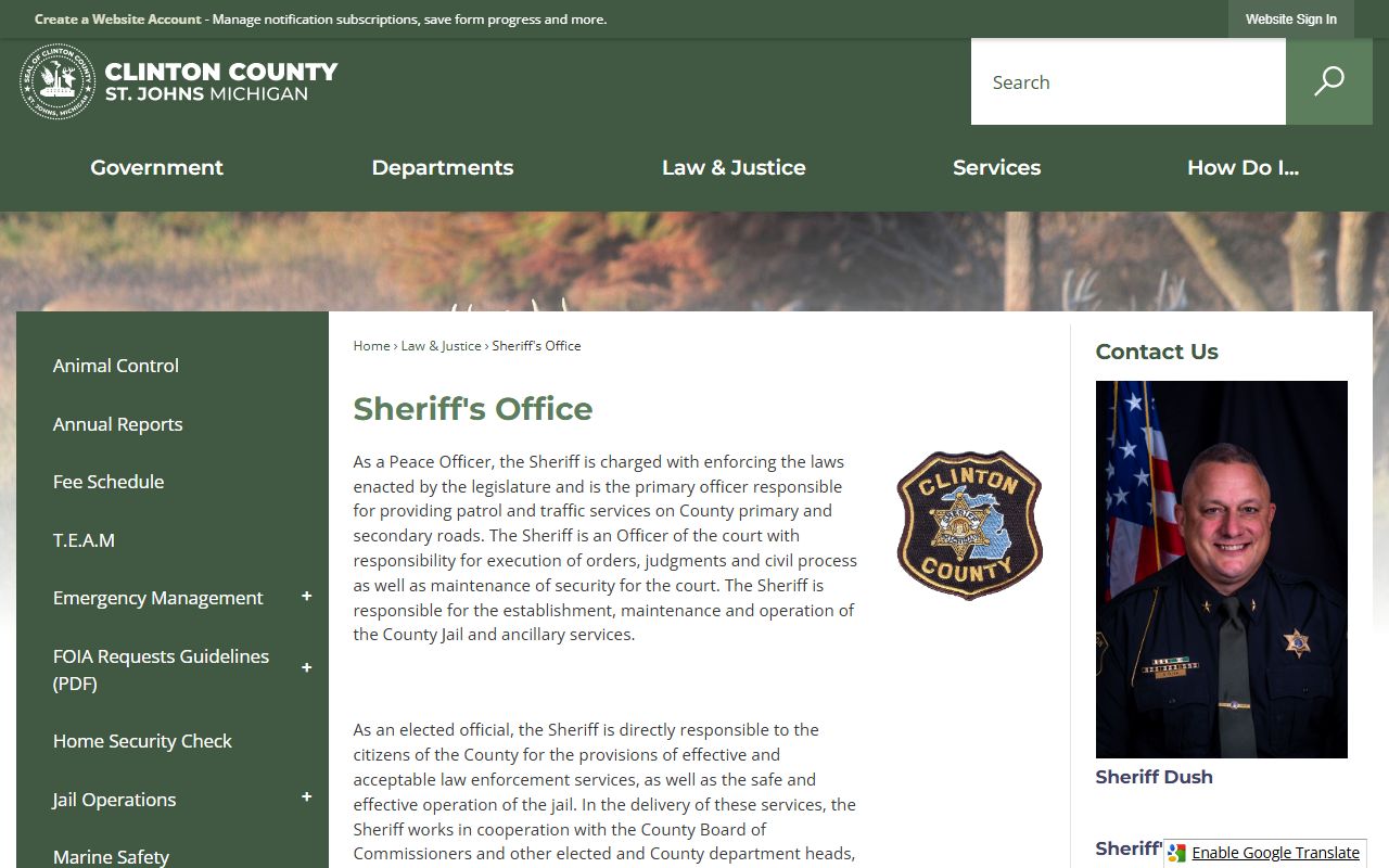 Clinton County Sheriff's Office for criminal records
