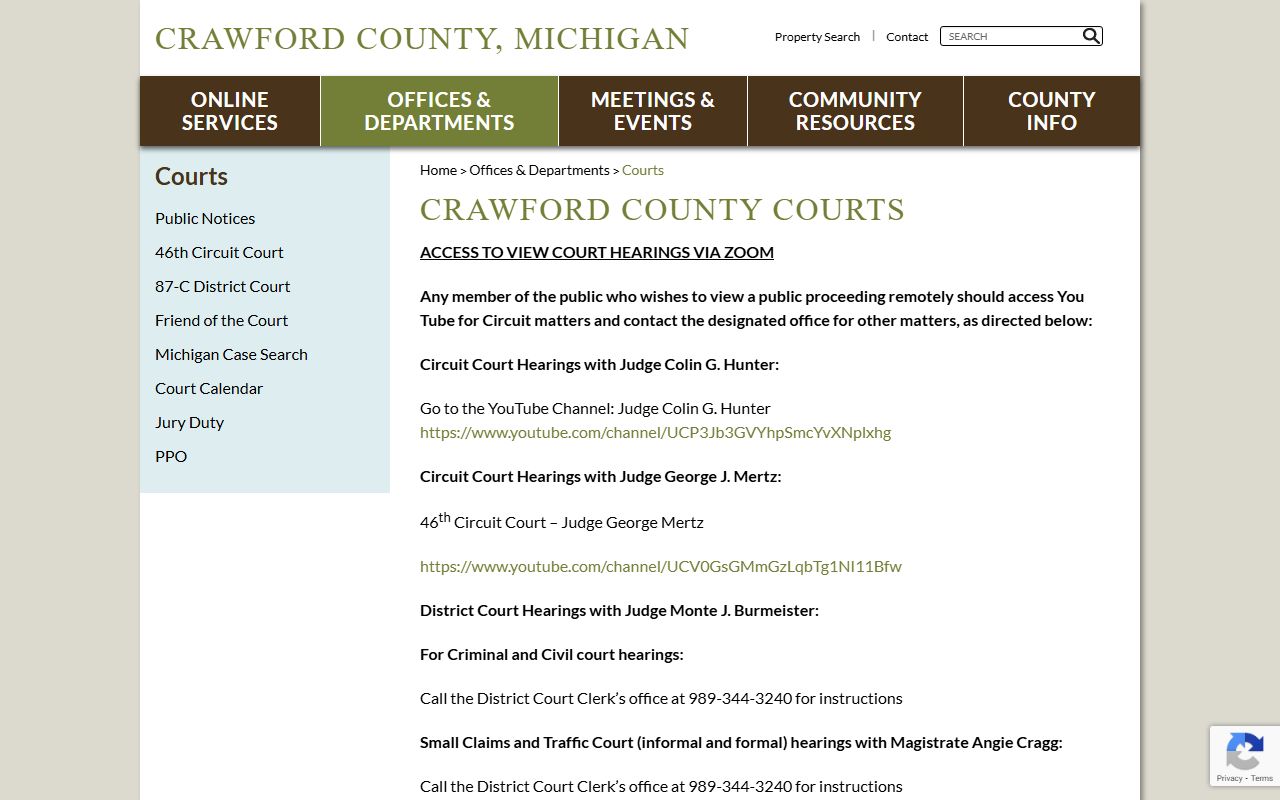 Crawford County courts information for criminal records