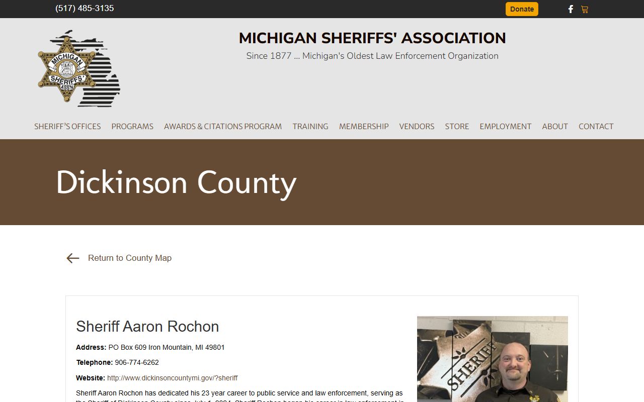 Dickinson County criminal records - Michigan Sheriffs' Association listing