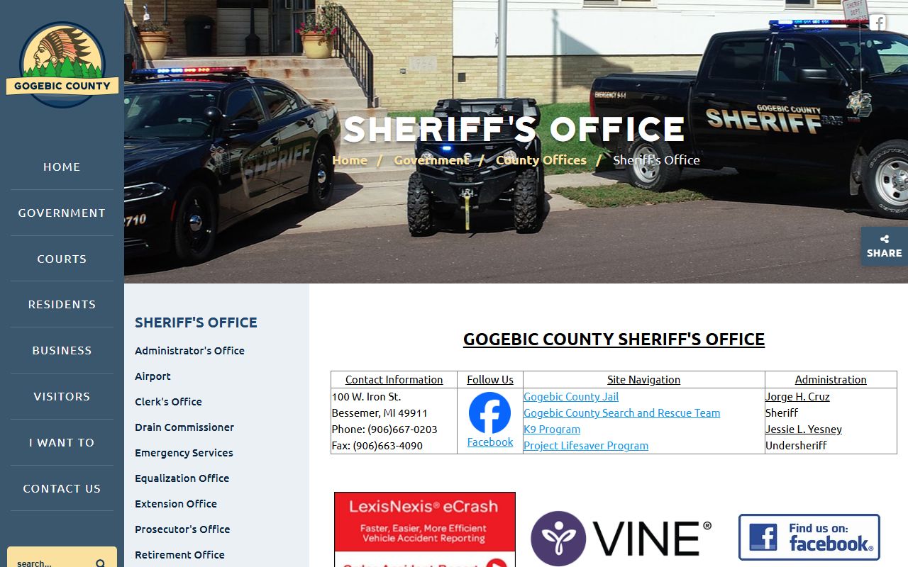 Gogebic County criminal records - Sheriff's Office website