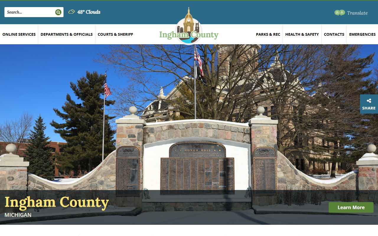 Ingham County government website for criminal records and public services