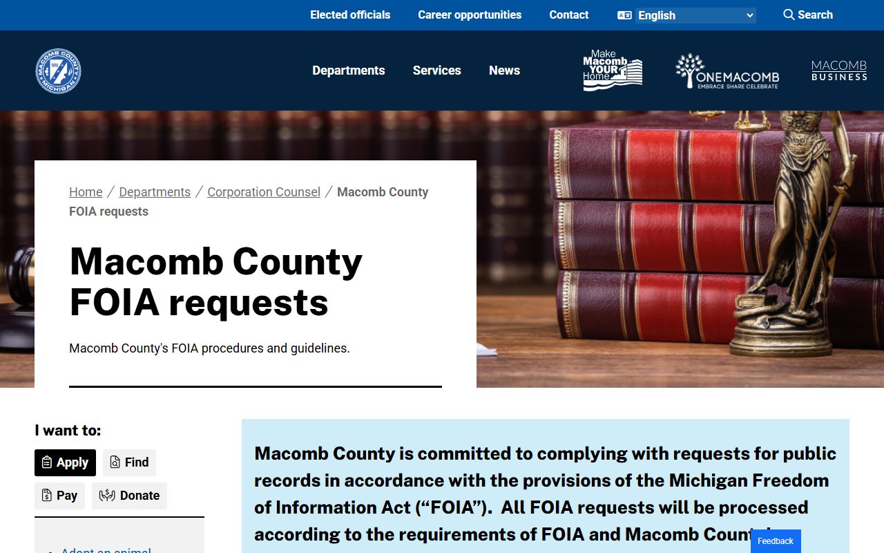 Macomb County criminal records FOIA request portal
