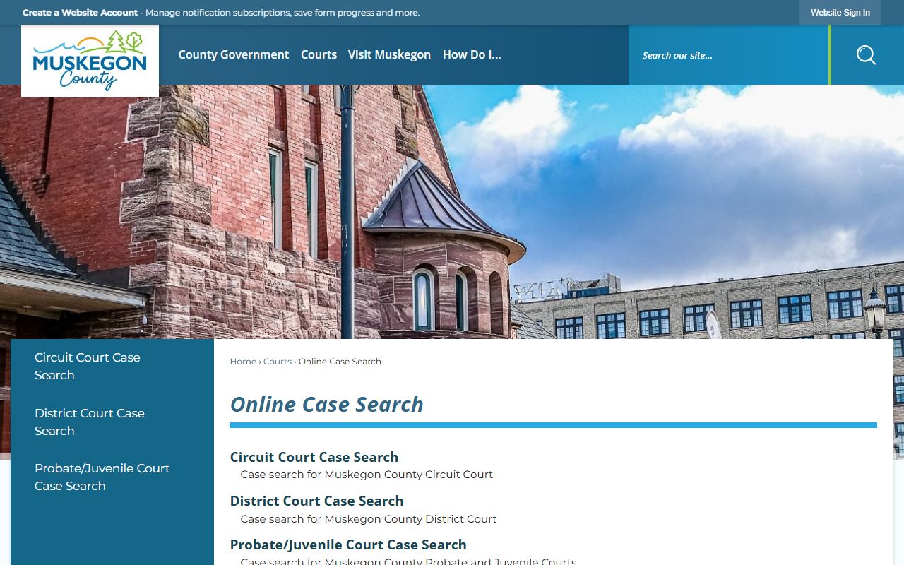 Muskegon County criminal records online case search portal