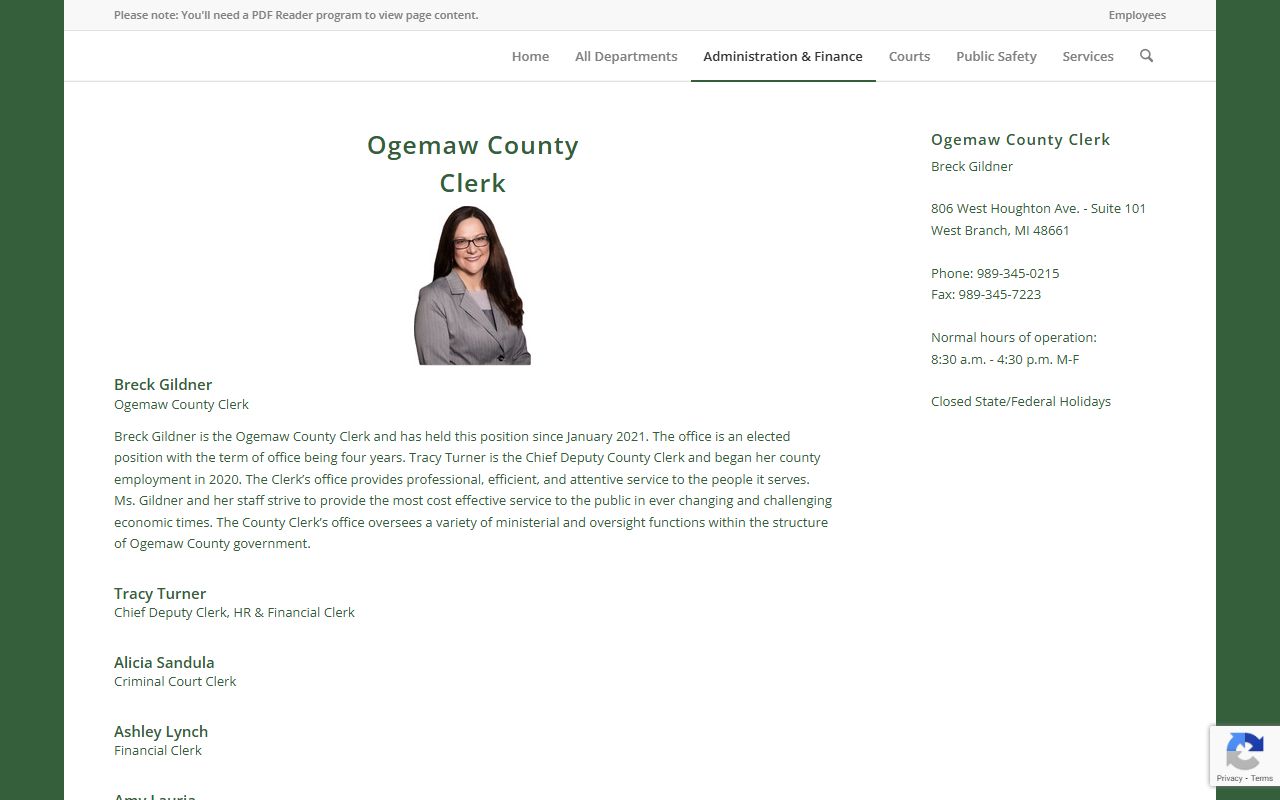 Ogemaw County Clerk criminal records and court record access