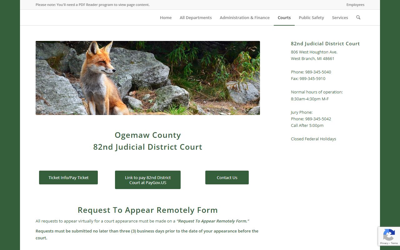 Ogemaw County 82nd District Court criminal records for misdemeanor cases