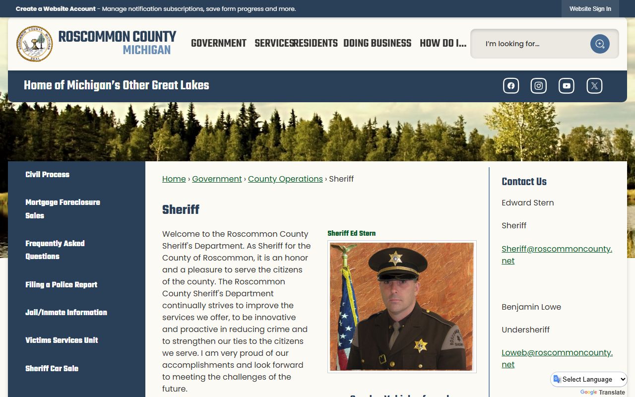 Roscommon County criminal records - Sheriff's Office website