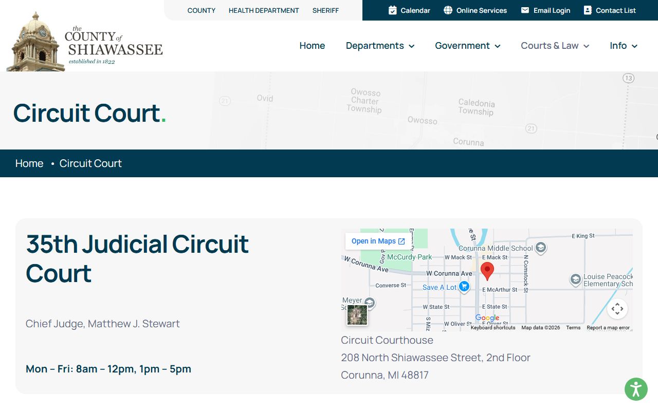 Shiawassee County Circuit Court criminal records search