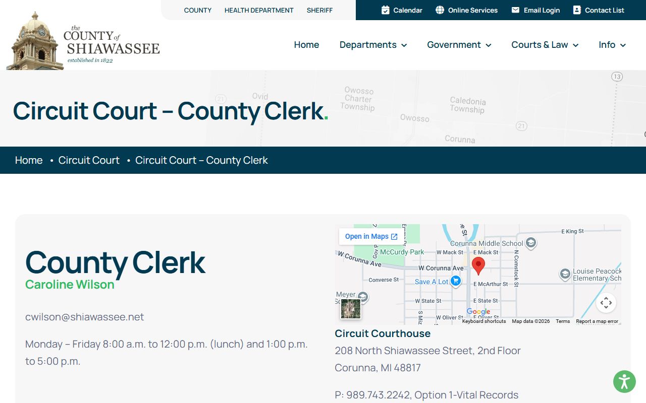 Shiawassee County Circuit Court clerk criminal records