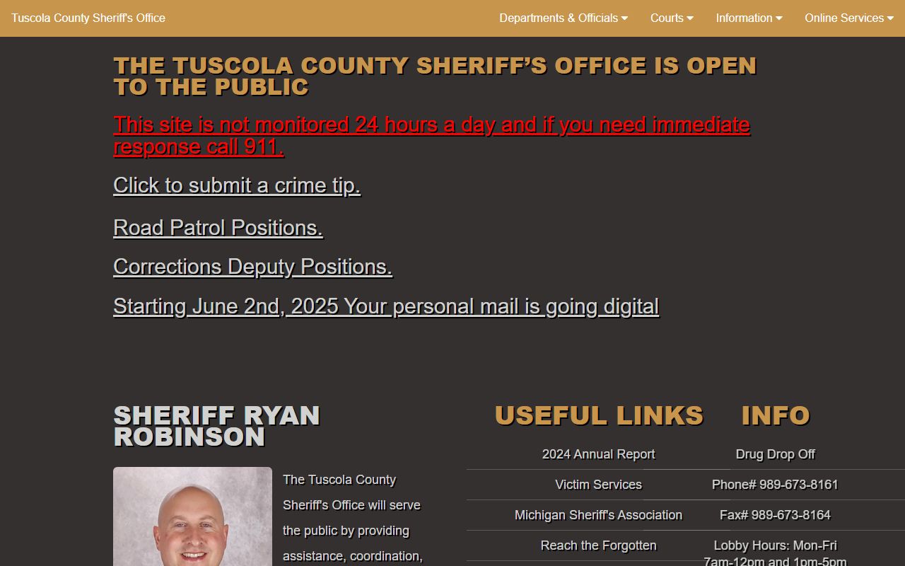 Tuscola County Sheriff's Office criminal records